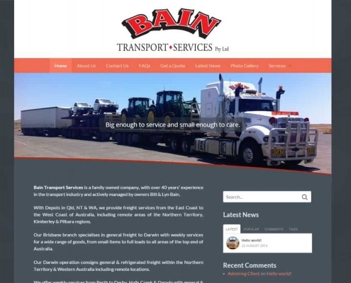 Bain Transport - Website Design Rocklea