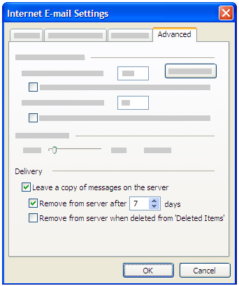 Outlook 2007 remove copy from Server