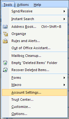 Outlook 2007 Account Settings
