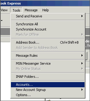 Outlook Express Tools Menu