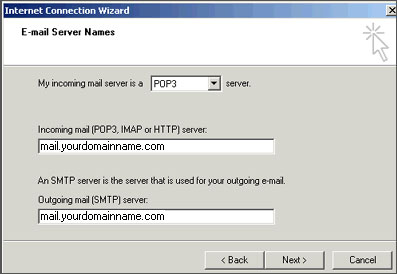 Outlook Express Mail Servers